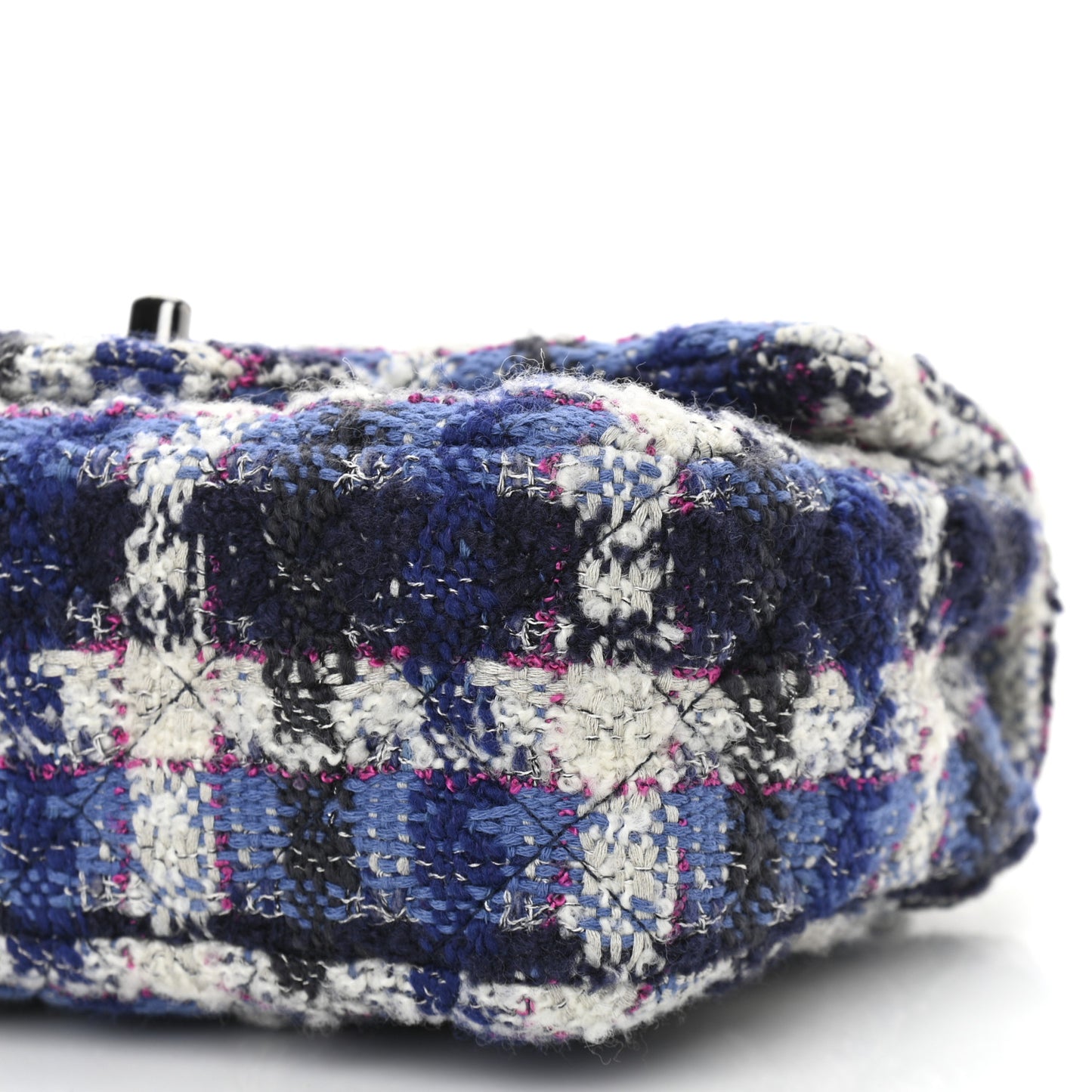 Tweed Quilted Mini Rectangular Flap Blue Multicolor