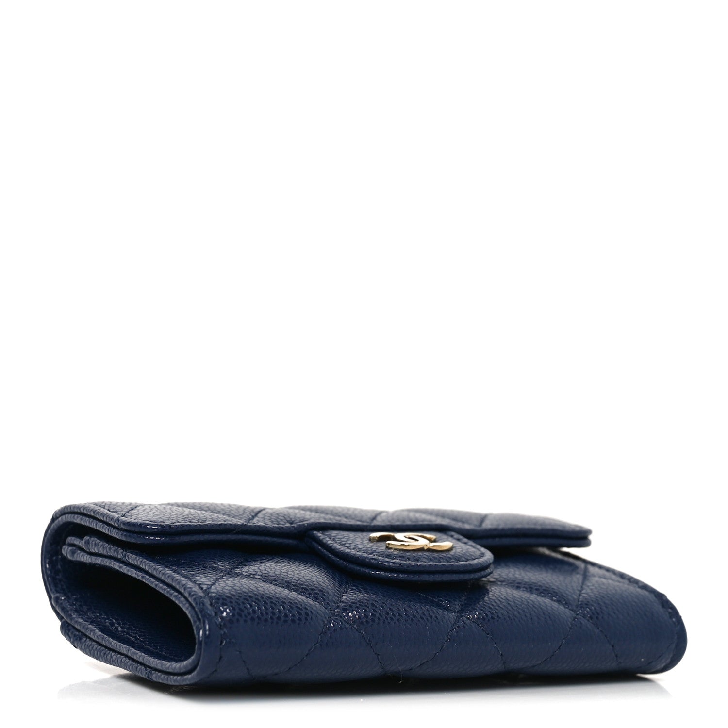 Chanel Caviar Quilted Flap Card Holder Wallet Navy Blue 4 of 9