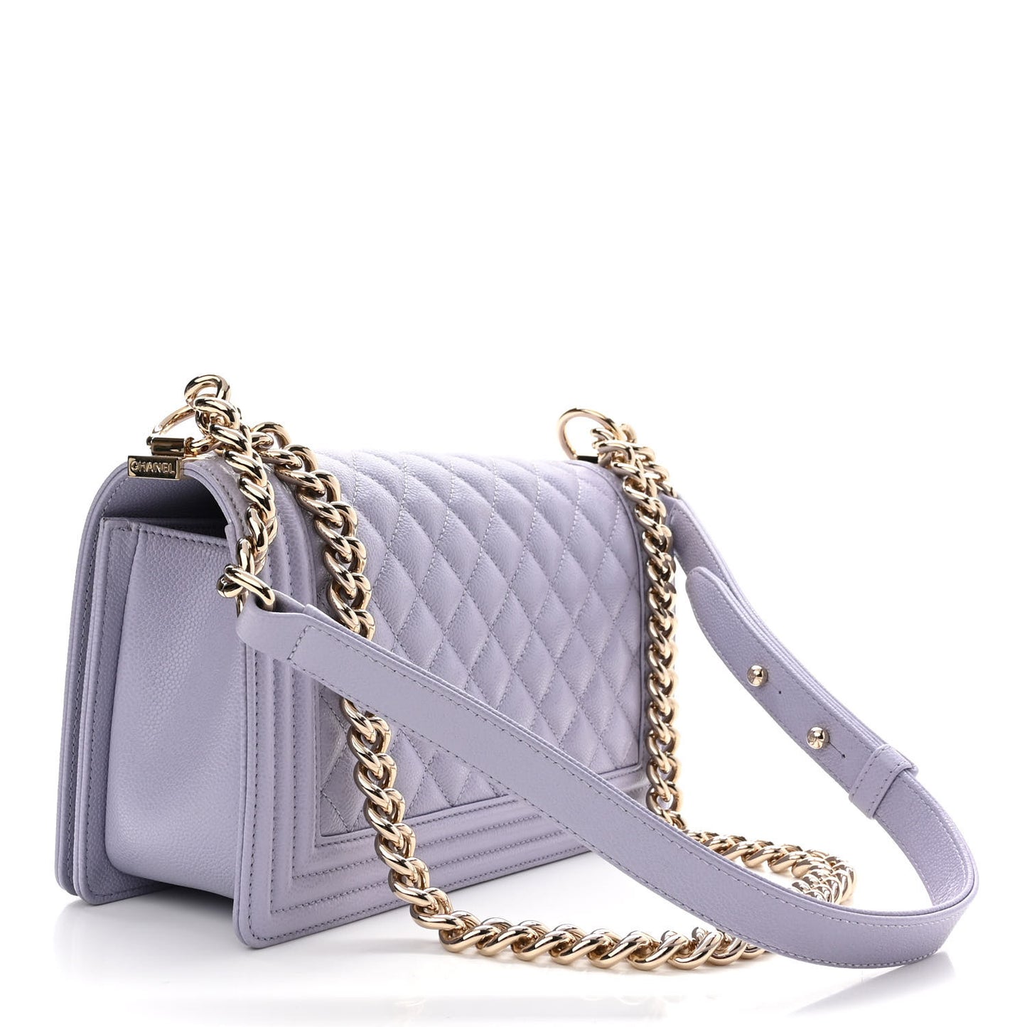 Caviar Quilted Medium Boy Flap Light Purple