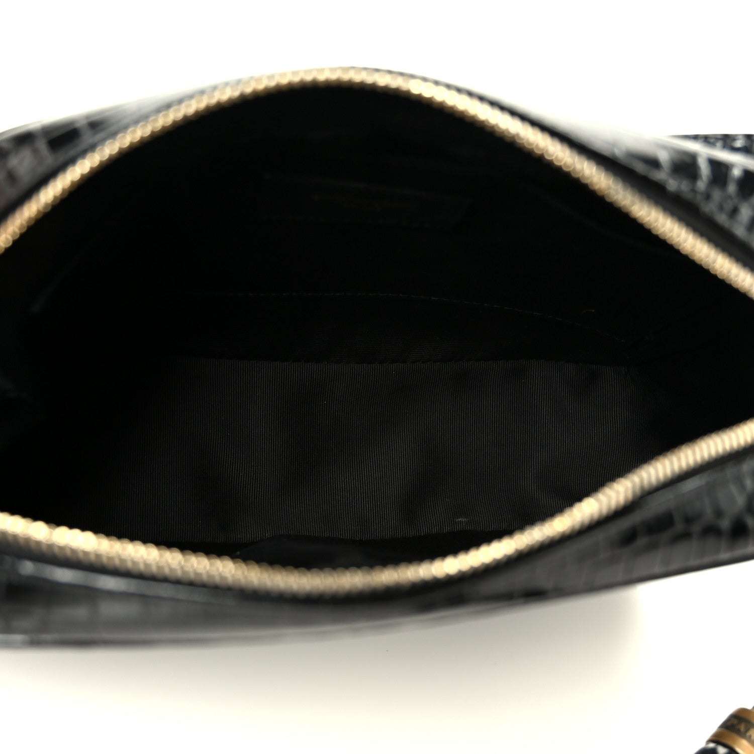 Saint Laurent Patent Calfskin Crocodile Embossed Monogram Lou Camera Bag Black 5 of 10