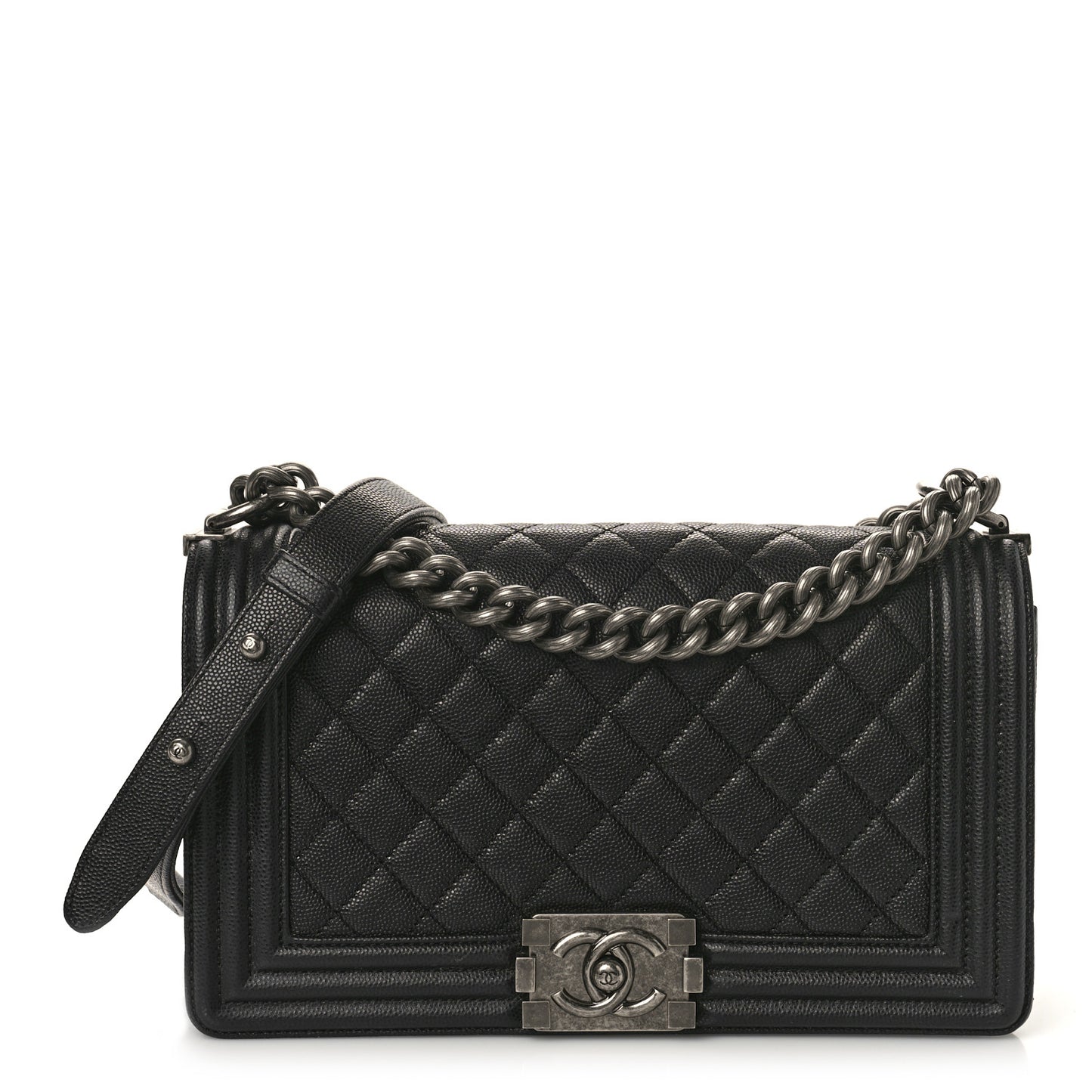 Caviar Quilted Medium Boy Flap Black