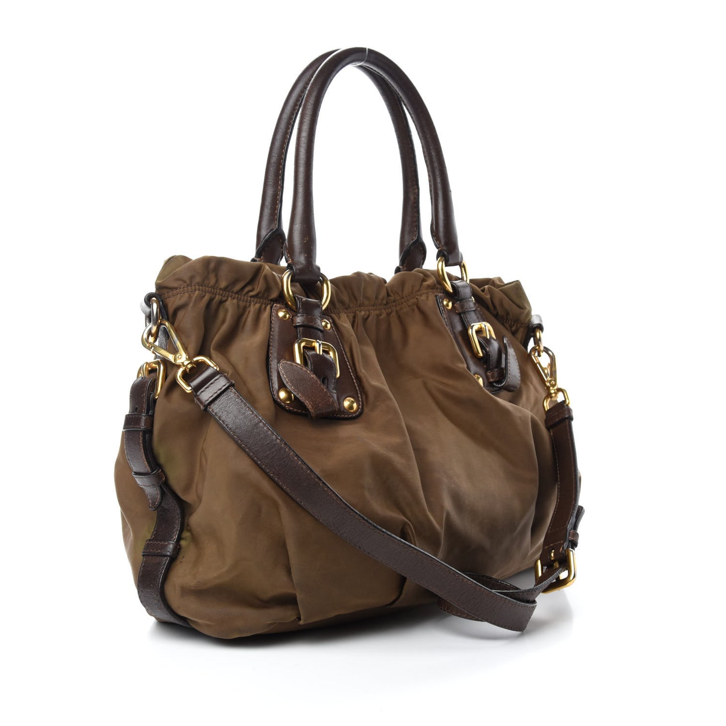 Tessuto Nylon Jacquard Logo Tote Brown