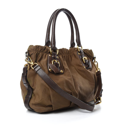 Prada Tessuto Nylon Jacquard Logo Tote Brown 3 of 18