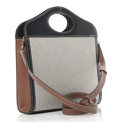 Burberry Smooth Calfskin Canvas Two Tone Mini Pocket Bag Black Tan 3 of 13