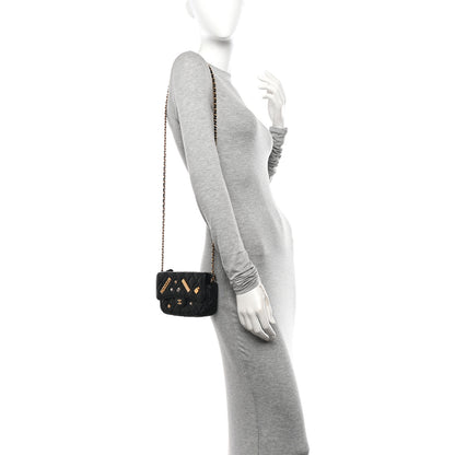 Chanel Lambskin Quilted Charm Flap Phone Holder With Chain Black 2 of 13