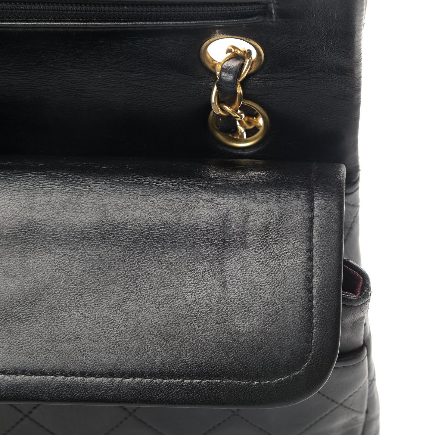 Lambskin Quilted Medium Double Flap Black
