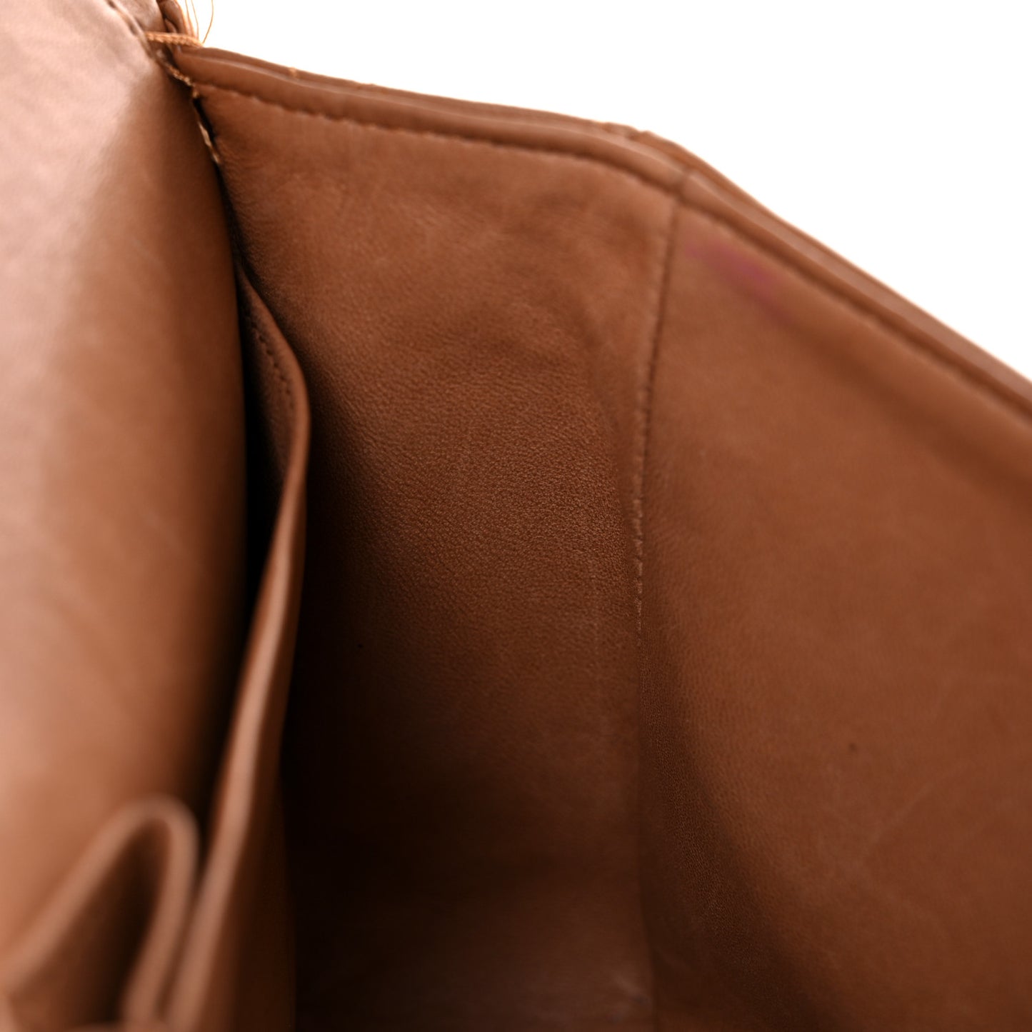 Lambskin Quilted Medium Double Flap Brown