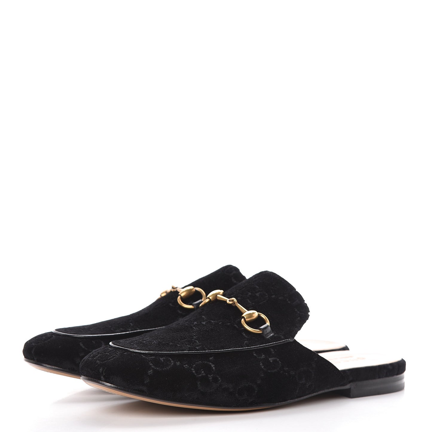 Velvet GG Monogram Mens Princetown Slippers 9 Black