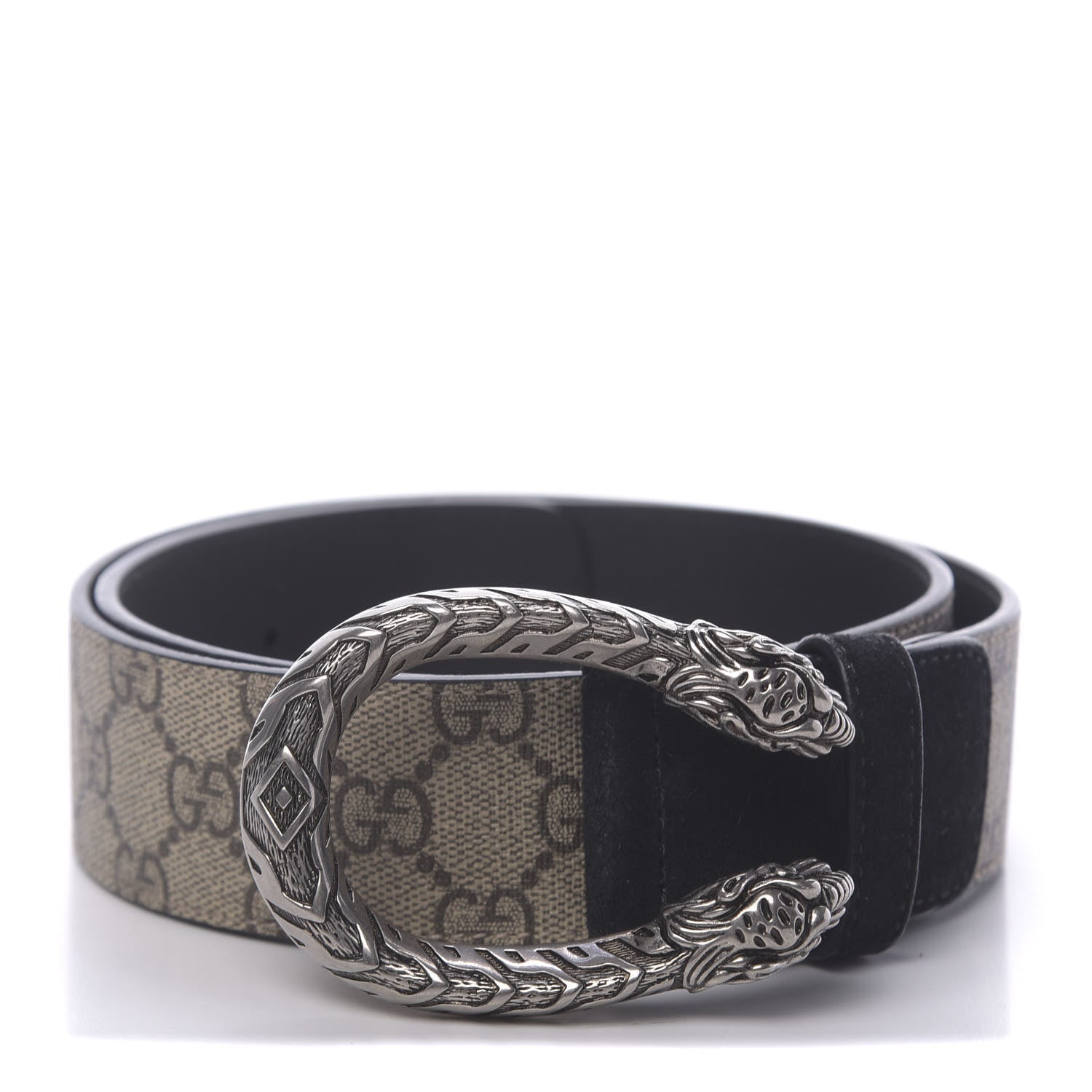 Gucci GG Supreme Monogram Suede Dionysus 40mm Belt 75 30 Beige Black 1 of 5