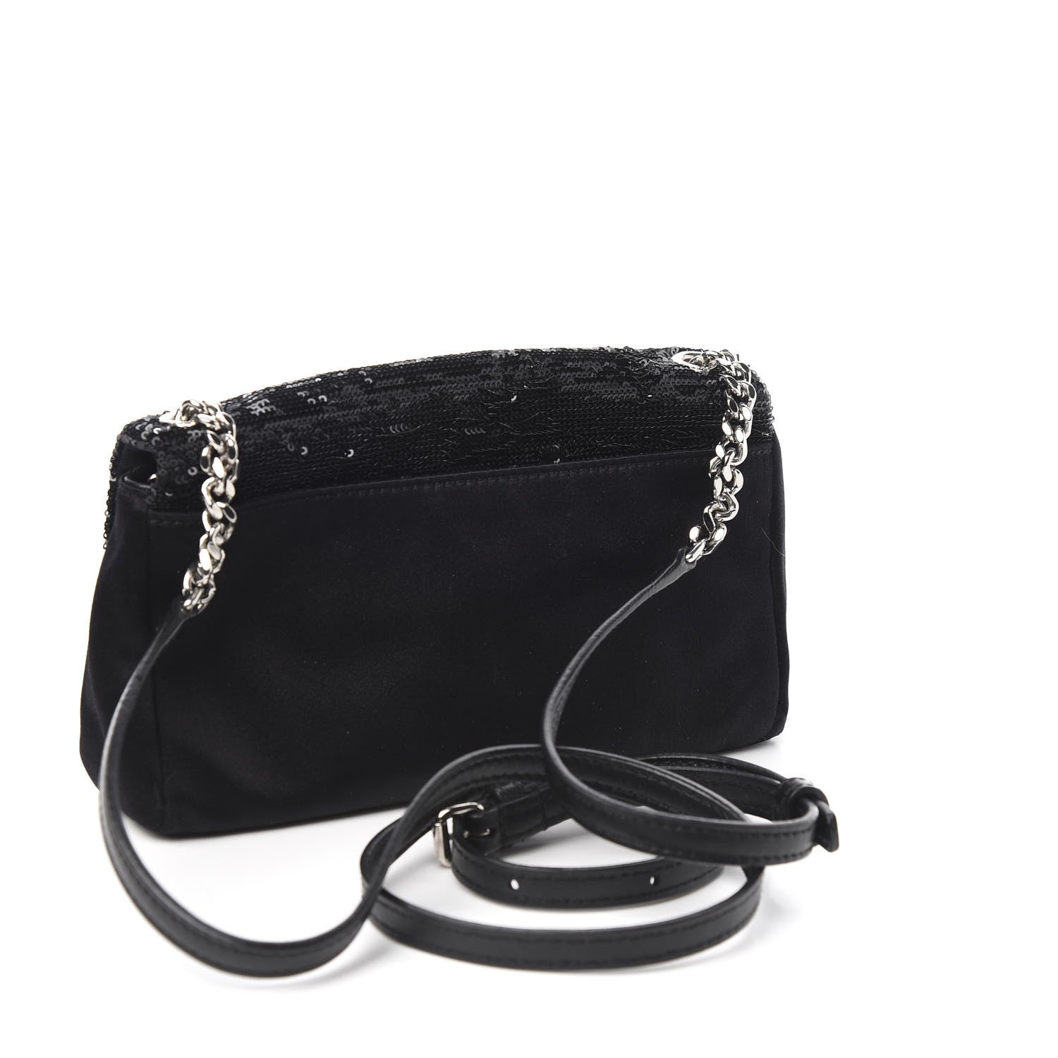 Saint Laurent Sequins Toy West Hollywood Chain Wallet Nero Manto Naturale 2 of 8