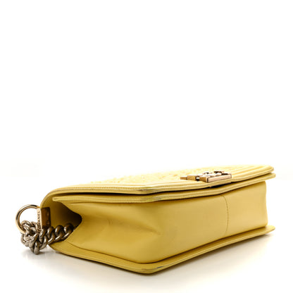 Chanel Tweed Lambskin Medium Boy Flap Yellow 4 of 14