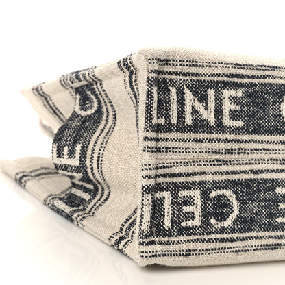 Celine Jacquard Striped Large Cabas Thais White Black 7 of 9