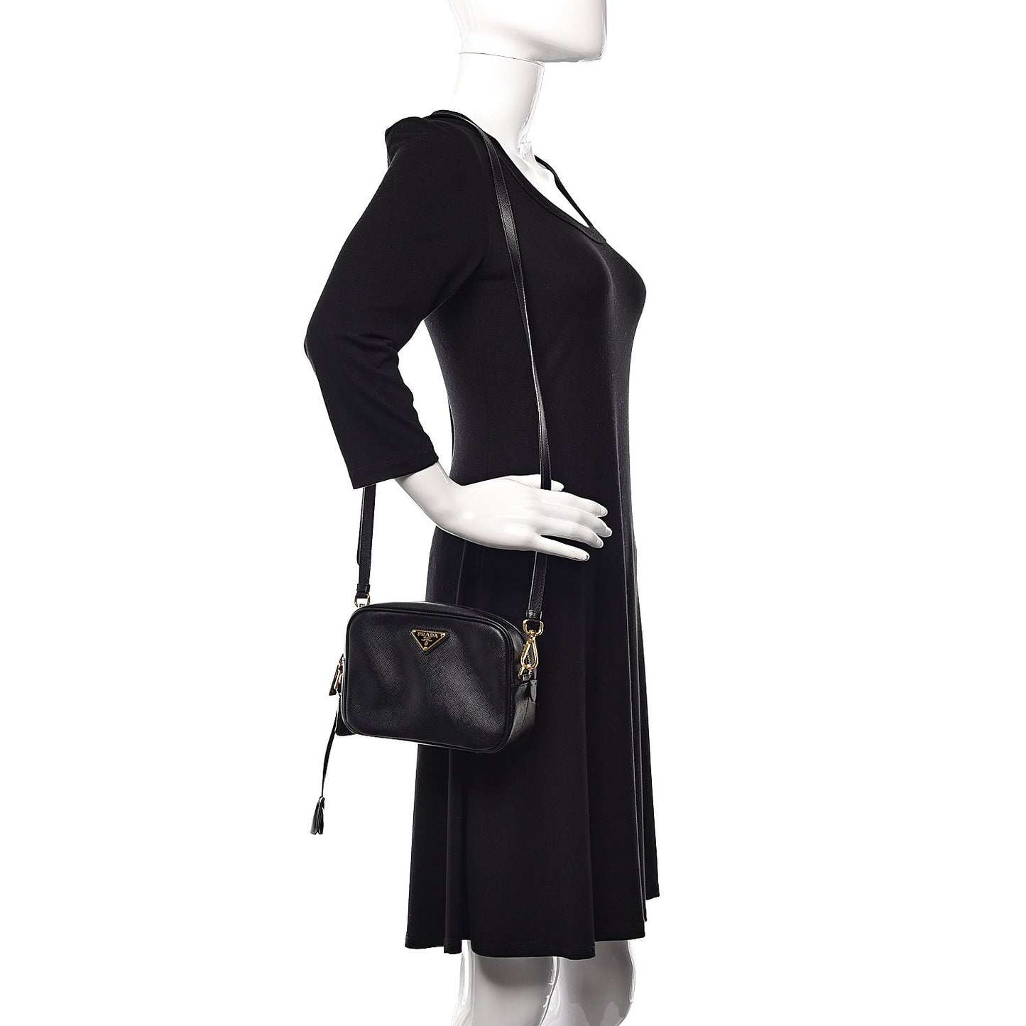 Saffiano Small Camera Crossbody Bag Black