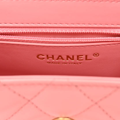 Chanel Shiny Aged Calfskin Quilted Nano Kelly Shopper Coral Pink 6 of 10