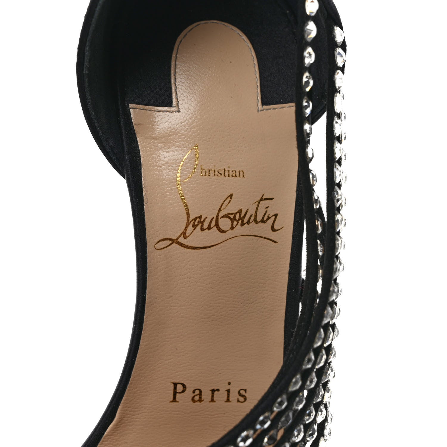 Christian Louboutin Crepe Satin Strass Antinorina 100 Pumps 36 Black 7 of 8