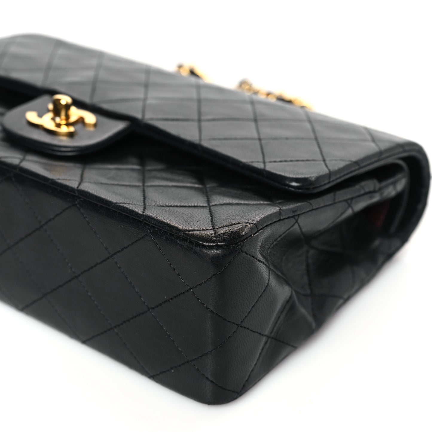 Lambskin Quilted Medium Double Flap Black