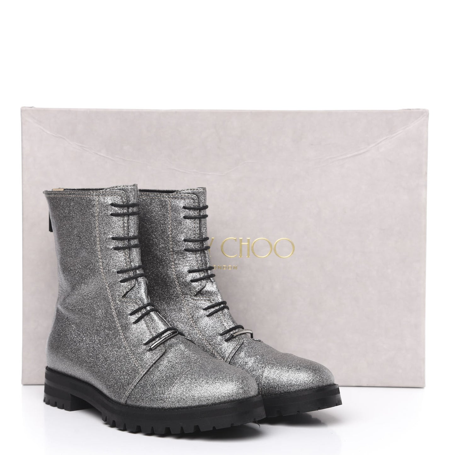 Glitter Haze Combat Boots 40 Silver