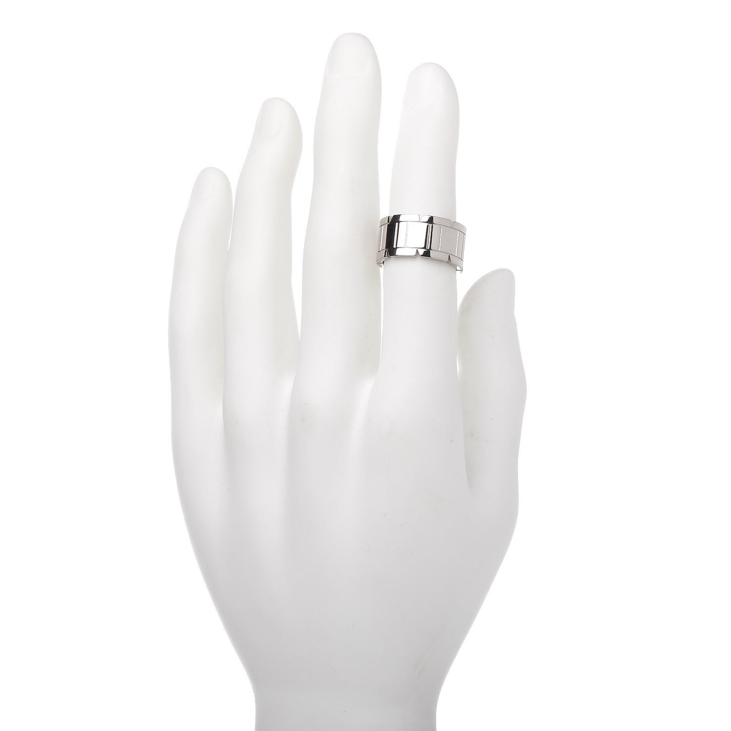 18K White Gold 11mm Tank Francaise Ring 58 8.25