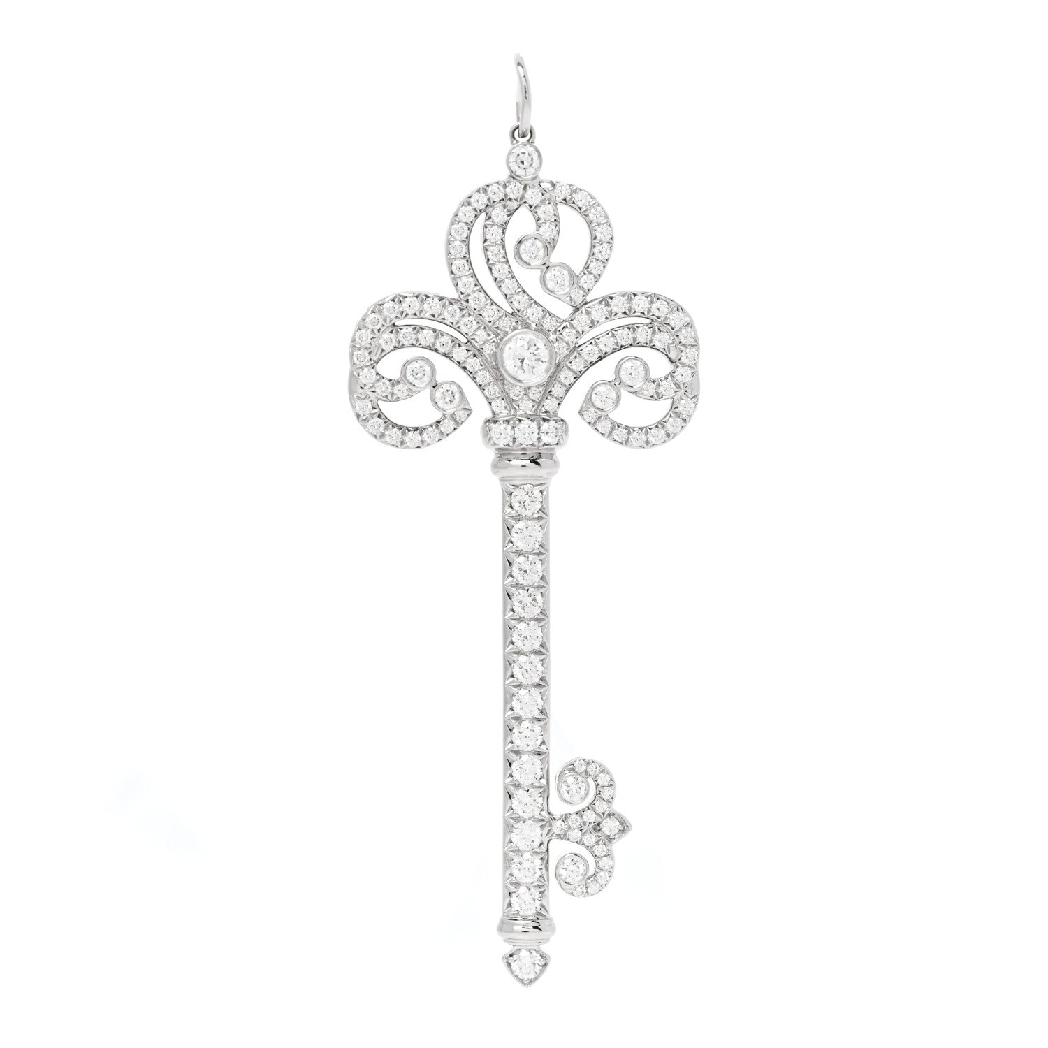 Tiffany Platinum Diamond Enchant Heart Key Pendant 1 of 5