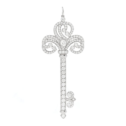 Tiffany Platinum Diamond Enchant Heart Key Pendant 1 of 5