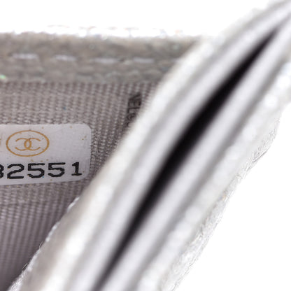 Chanel Glittered Metallic Caviar Quilted Card Holder Silver 8 of 9