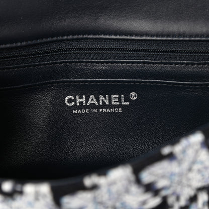 Chanel Tweed Quilted Mini Rectangular Flap Black White Light Blue 6 of 10