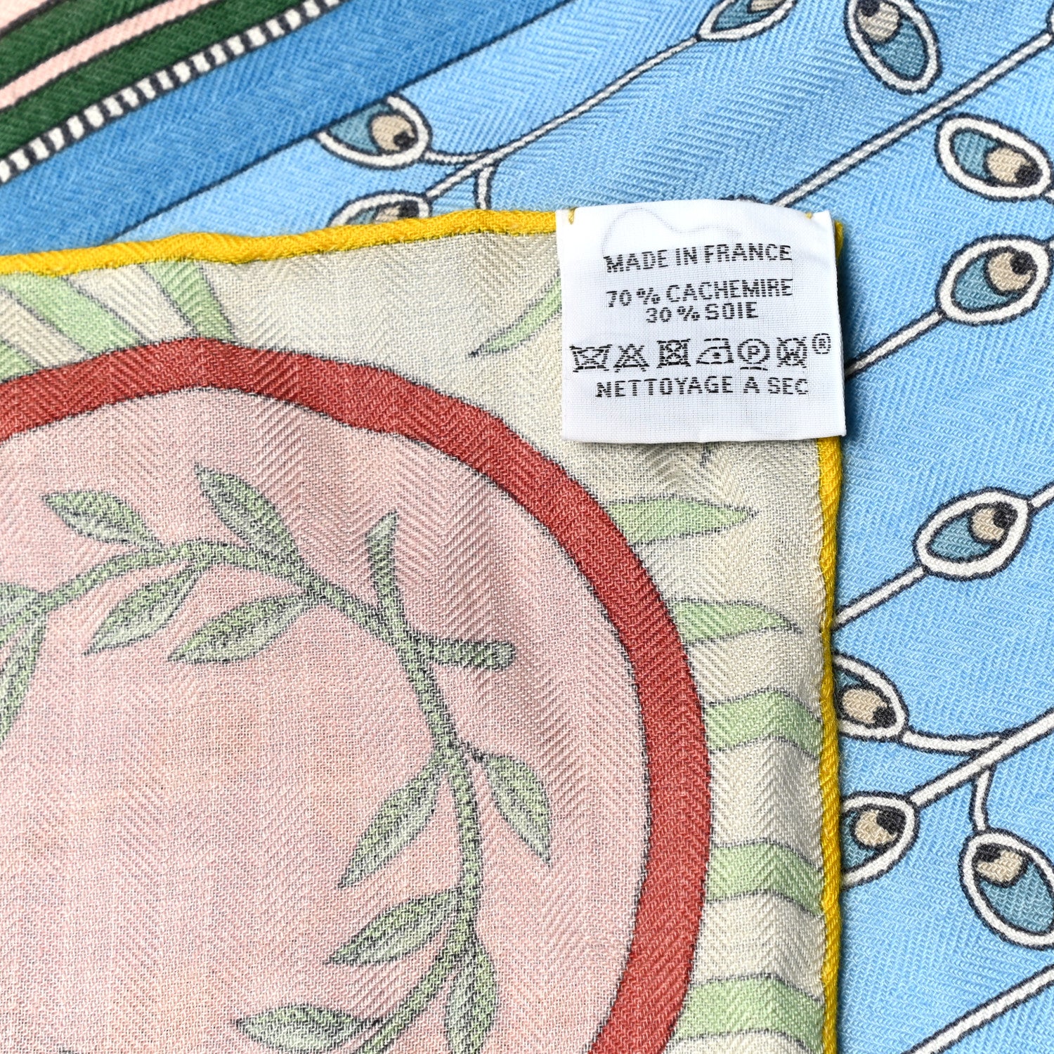 Hermes Cashmere Silk La Danse Des Amazones Shawl 140 Vert Bleu Jaune 6 of 6