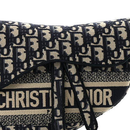 Christian Dior Oblique Embroidered Saddle Bag Blue 8 of 11