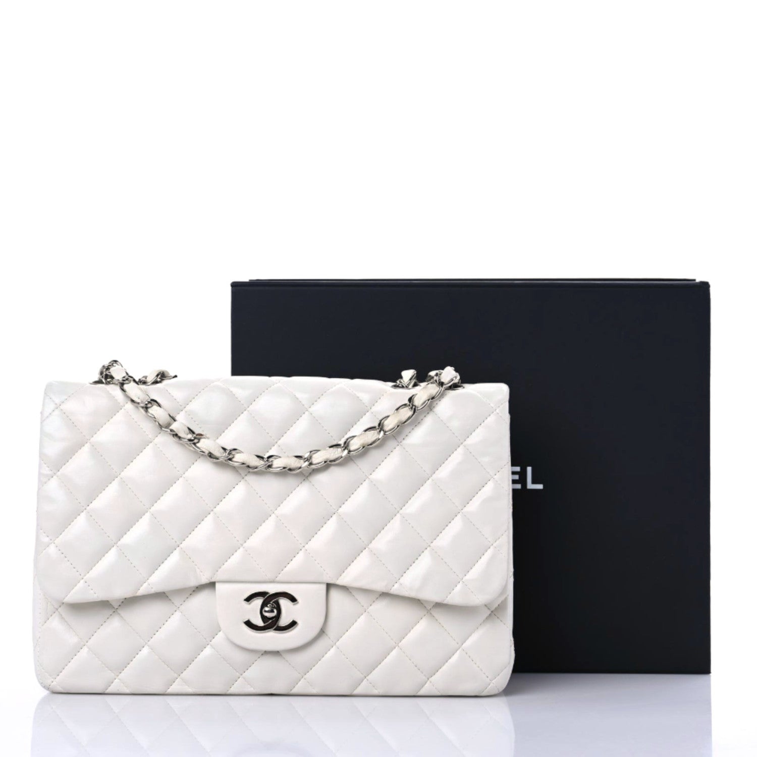 Chanel Lambskin Quilted Jumbo Single Flap White 19 of 24