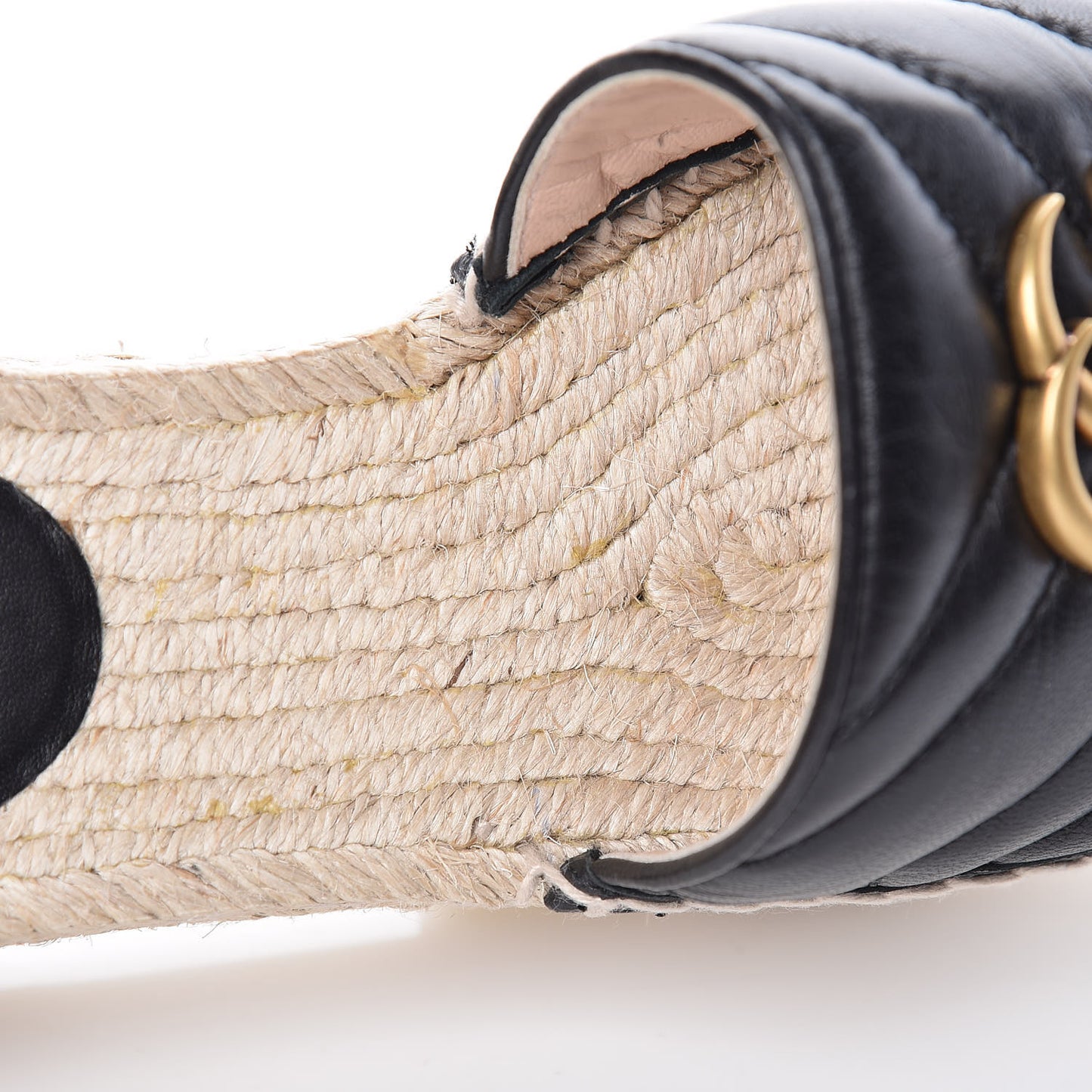 Nappa Matelasse GG Marmont Platform Espadrille Slide Sandals 36 Black