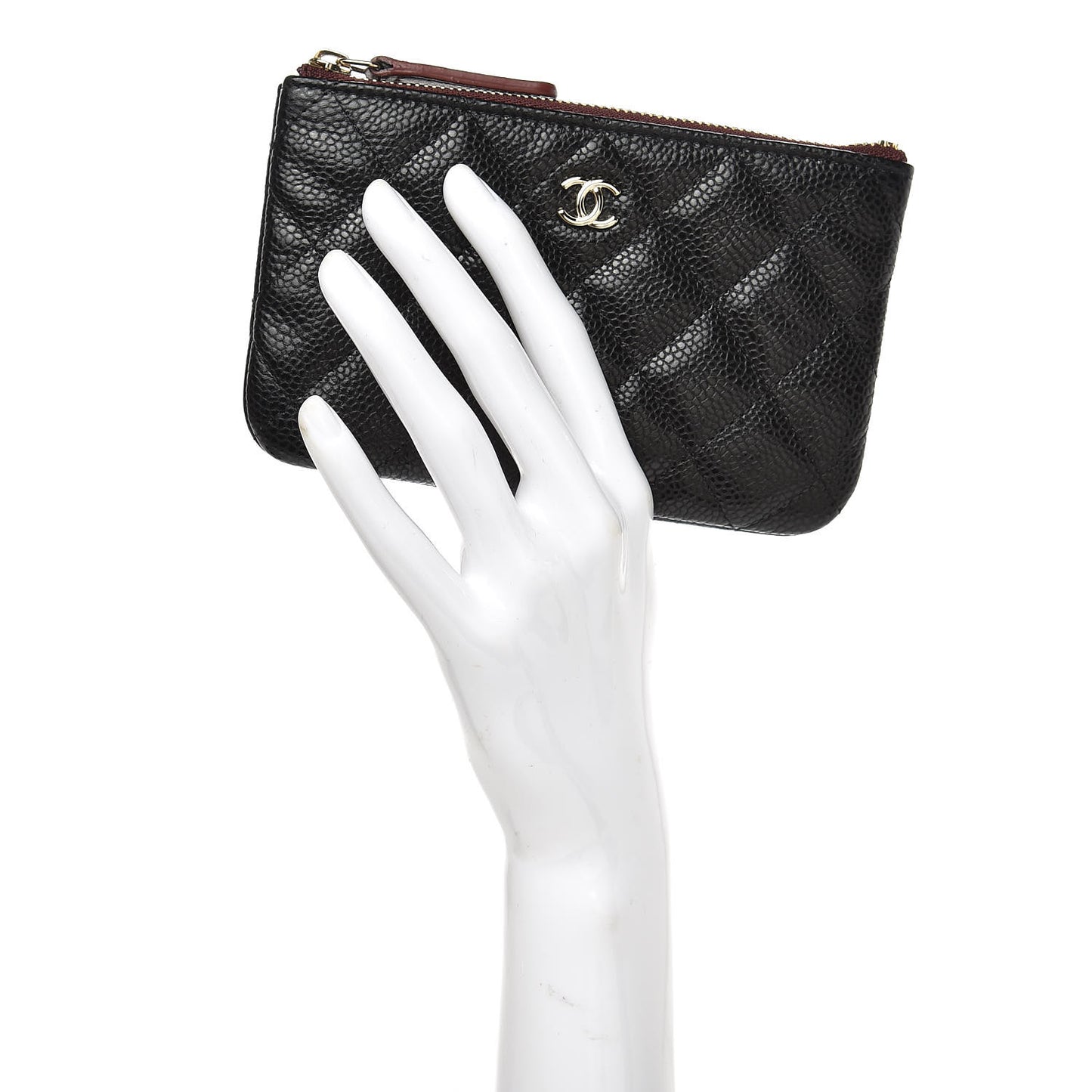 Caviar Quilted Small Cosmetic Case Black