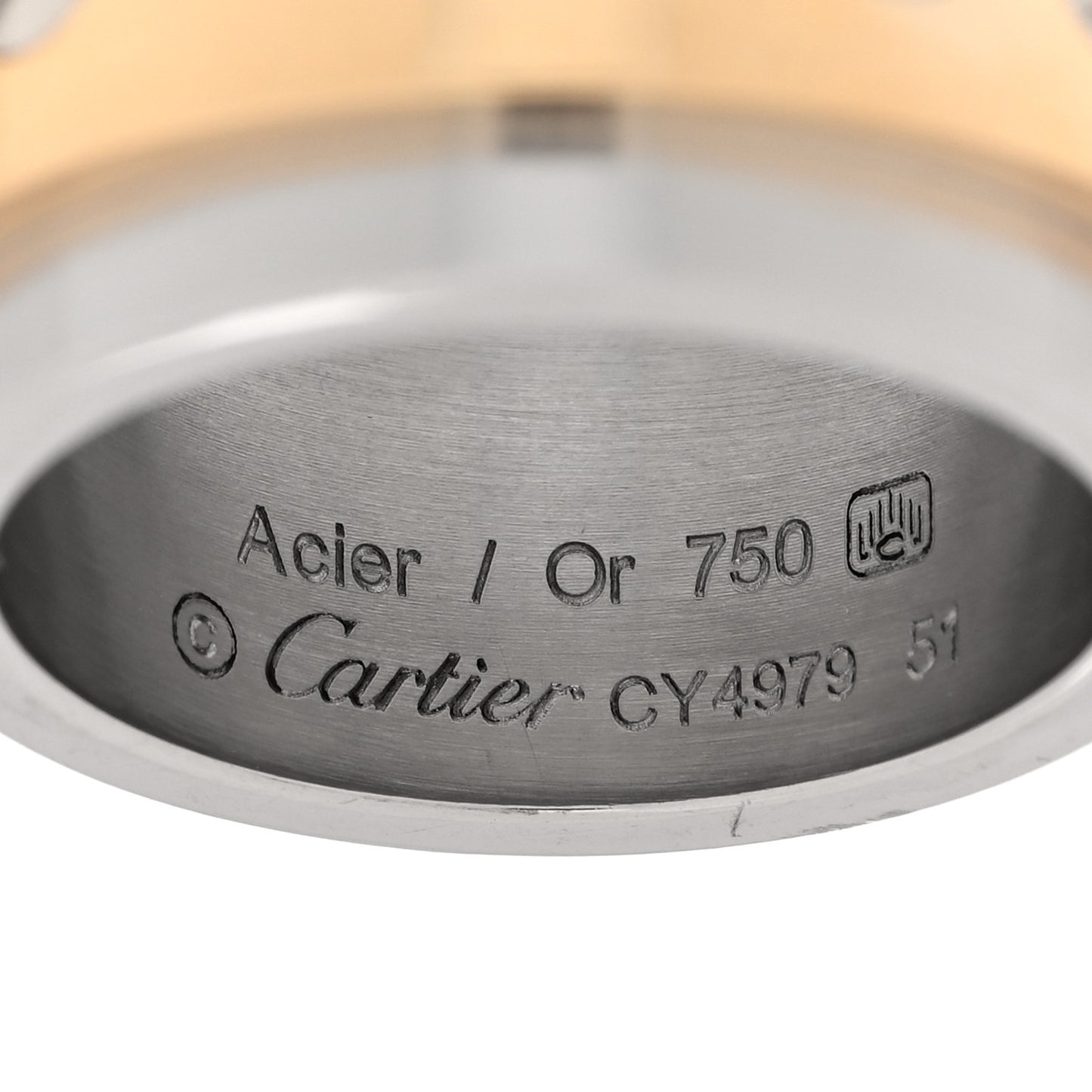 18K Yellow Gold Stainless Steel 12mm Santos Ring 51 5.75