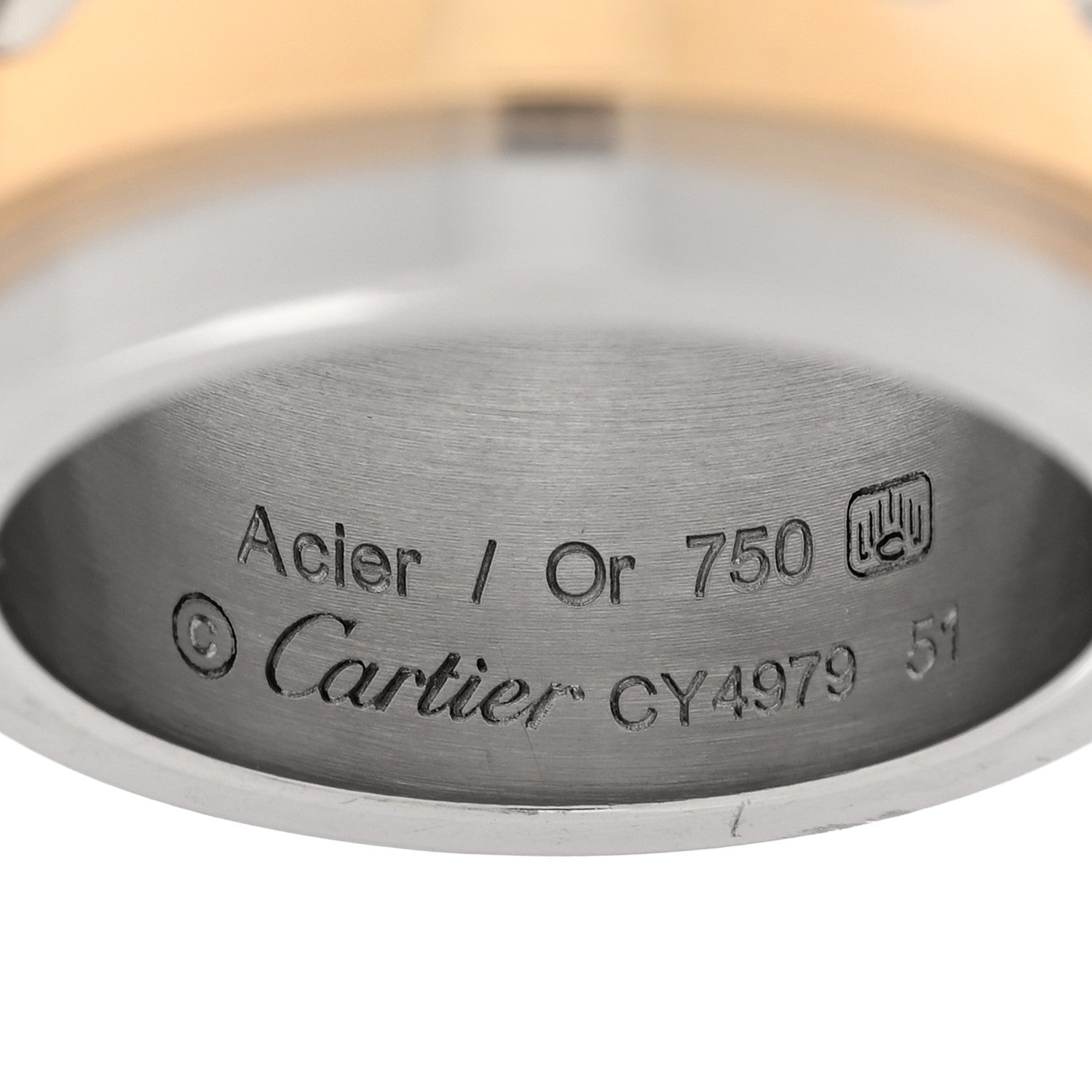 Cartier 18K Yellow Gold Stainless Steel 12mm Santos Ring 51 5.75 4 of 4