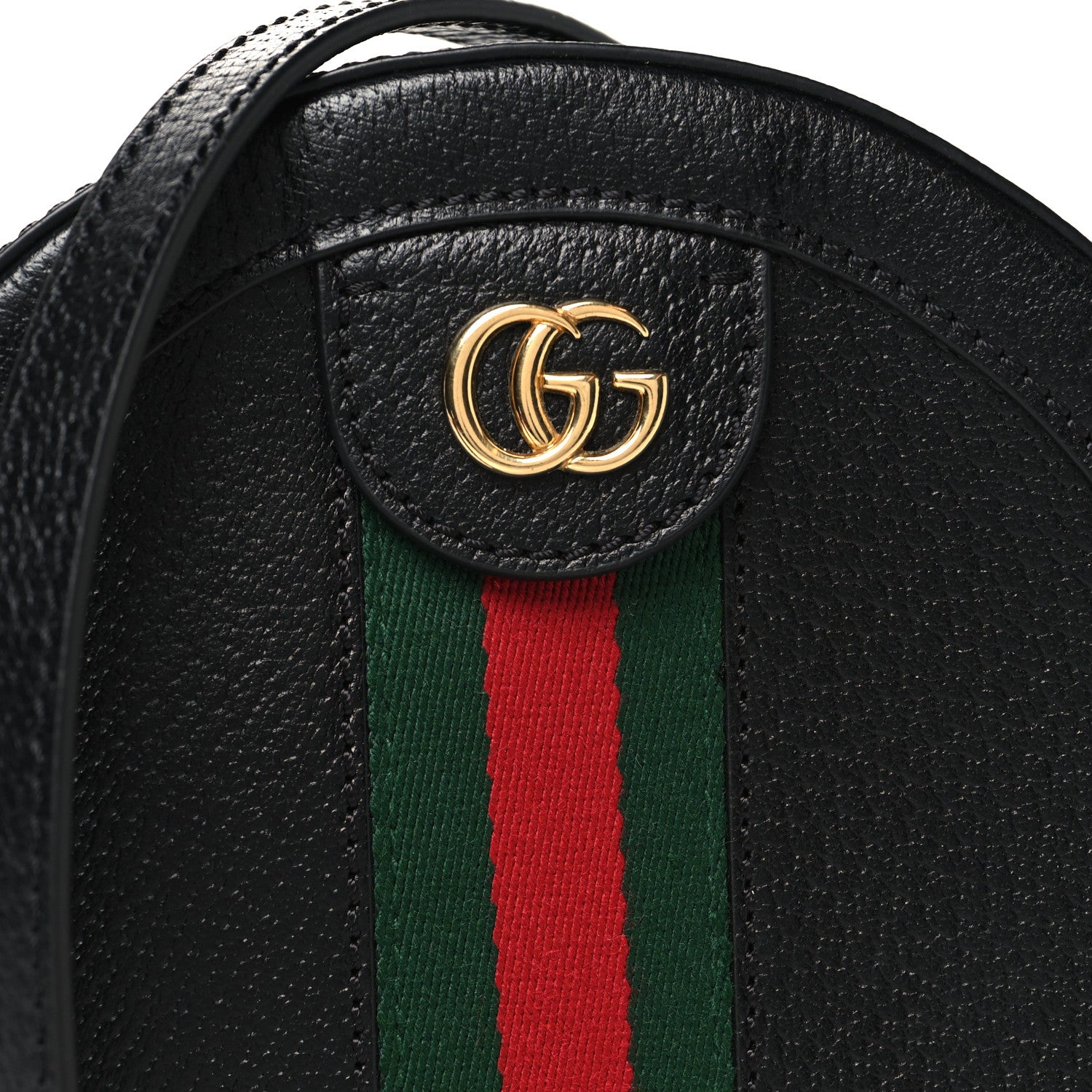 Gucci Grained Calfskin Web Mini Ophidia Round Shoulder Bag Black 8 of 10