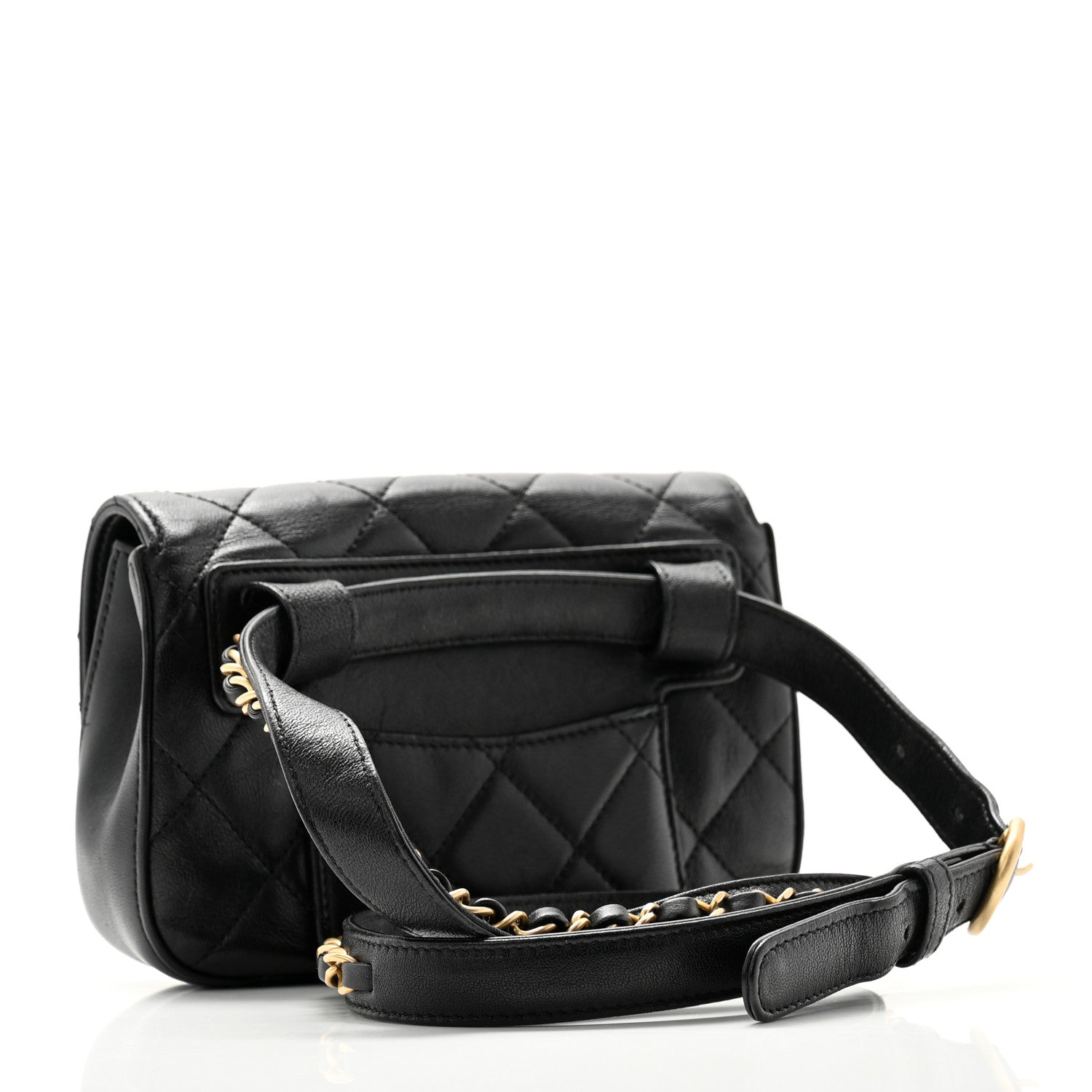 Chanel Lambskin Quilted Chain Infinity Waist Belt Bag Black 2 of 11