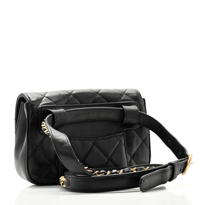 Chanel Lambskin Quilted Chain Infinity Waist Belt Bag Black 2 of 11