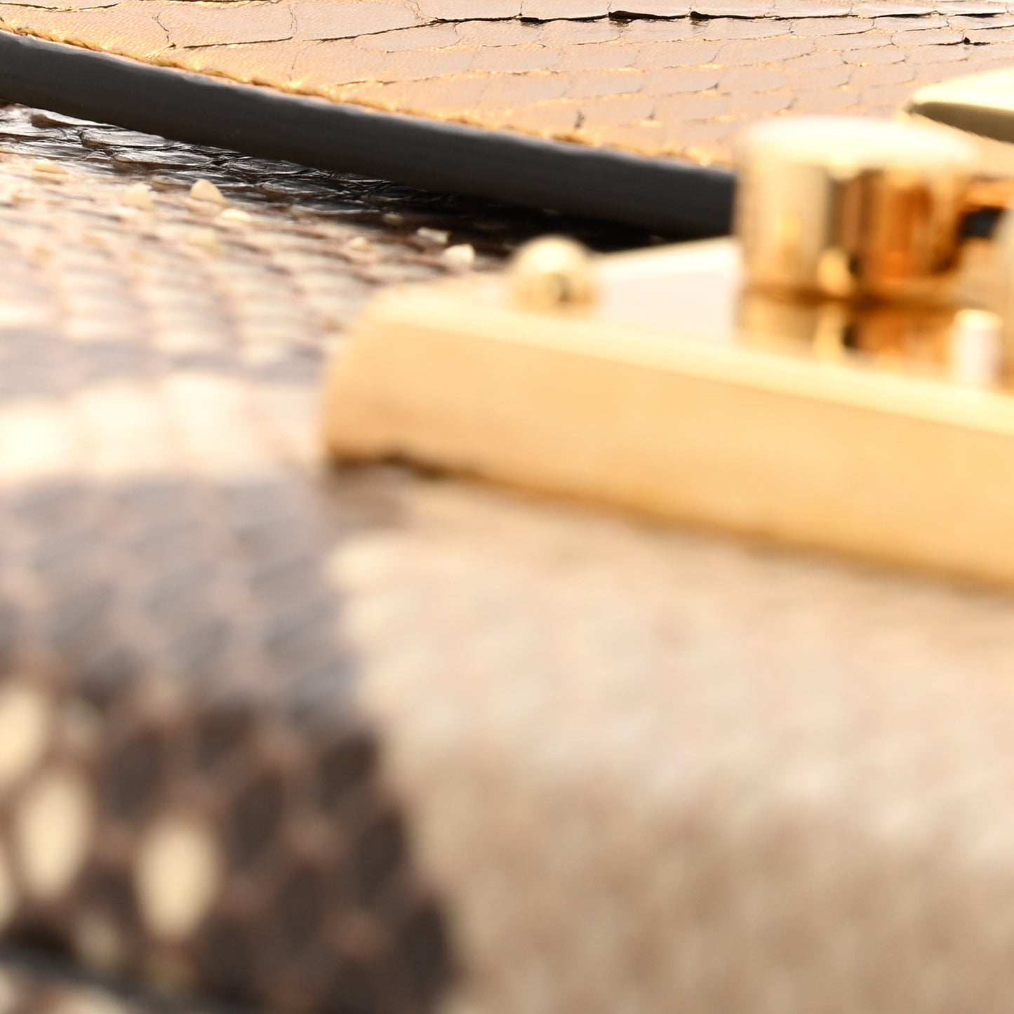 Snakeskin Small Padlock Shoulder Bag Gold Beige Pink