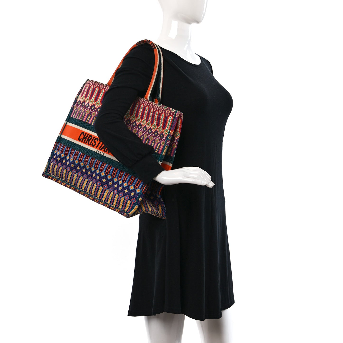 Canvas Embroidered Large Book Tote Orange Multicolor
