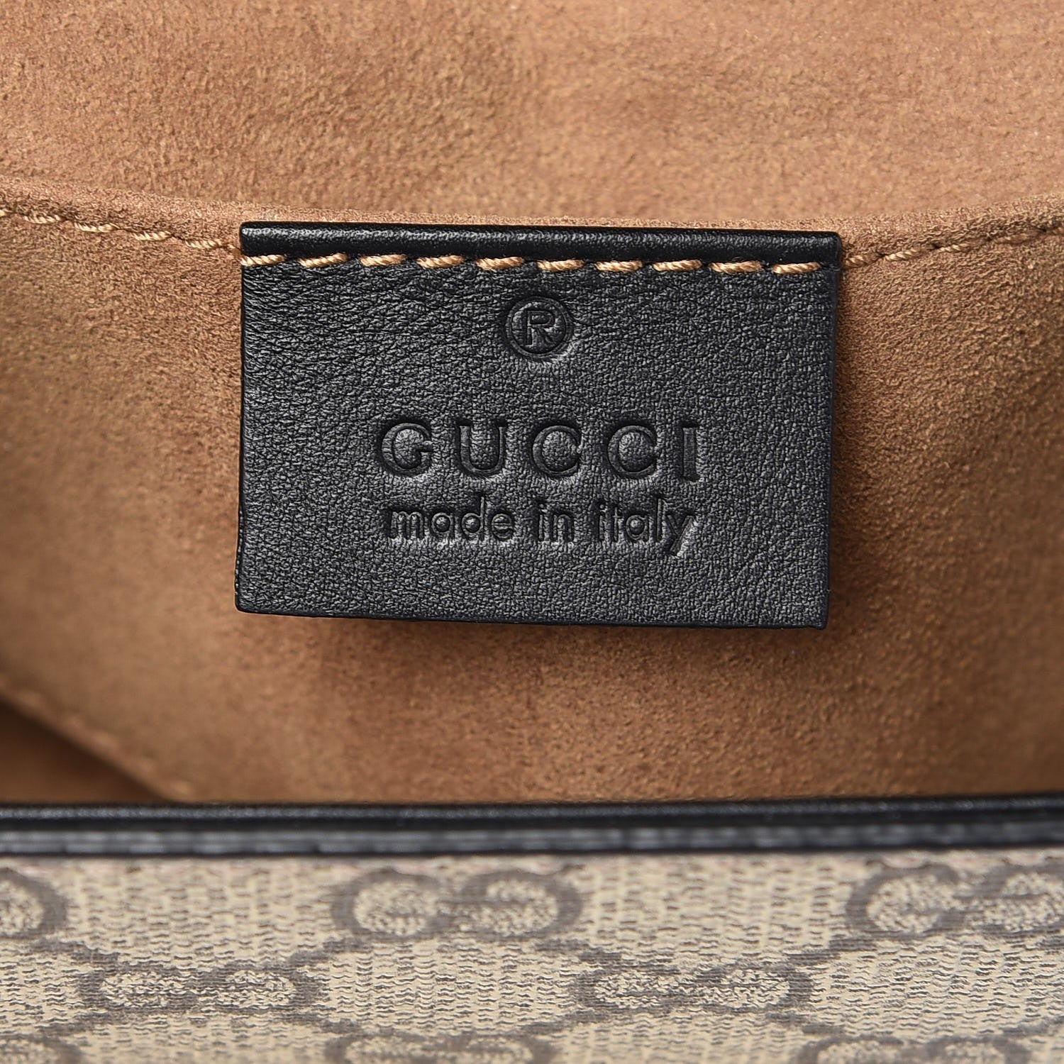Gucci GG Supreme Monogram Calfskin Small Padlock Shoulder Bag Beige Black Cuir 7 of 10