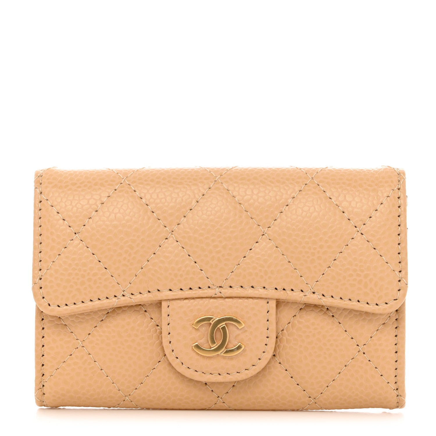 Chanel Caviar Quilted Card Holder Wallet Beige 1 of 10