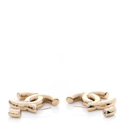 Chanel Metal Large CC Earrings Light Gold 3 of 5