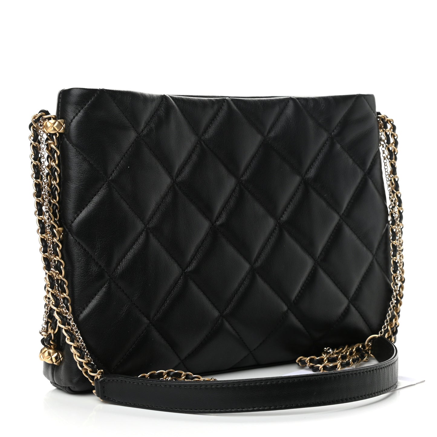 Lambskin Quilted Crush on Chains Hobo Black