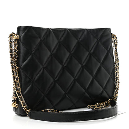 Chanel Lambskin Quilted Crush on Chains Hobo Black 3 of 11