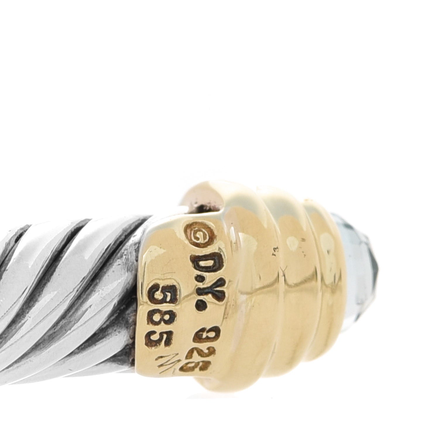David Yurman Sterling Silver 14K Yellow Gold Blue Topaz 5mm Cable Classics Petite Color Bracelet 4 of 4