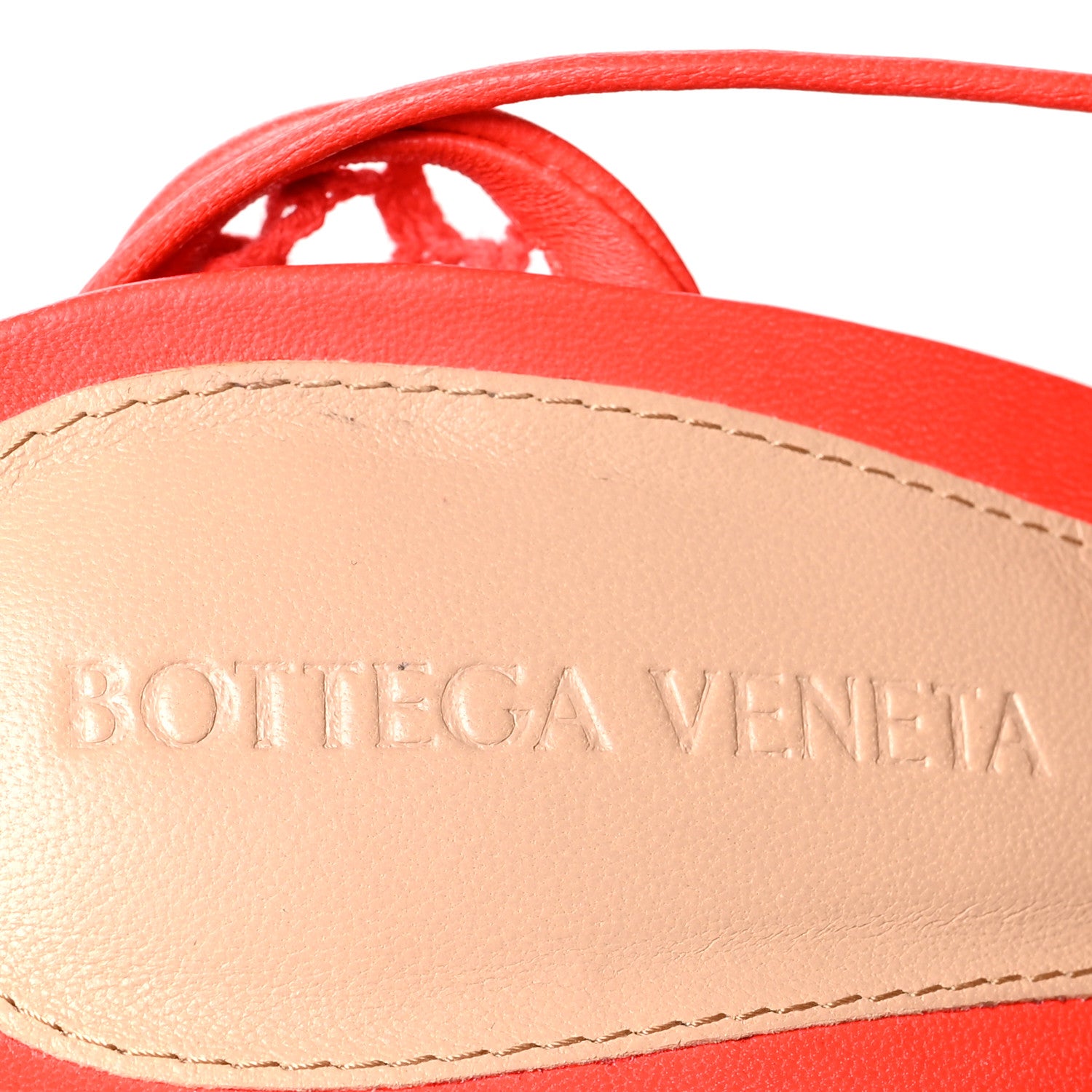 Bottega Veneta Mesh Nappa Stretch Ankle Tie Sandals 37 Tomato 6 of 7