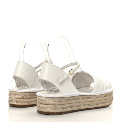Fendi Nappa FF Embossed Espadrille Platform Sandals 36.5 Snow 4 of 8