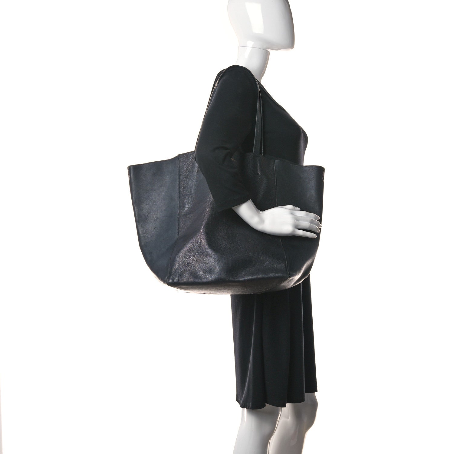 Celine Elephant Calfskin Medium Horizontal Cabas Phantom Black 2 of 19