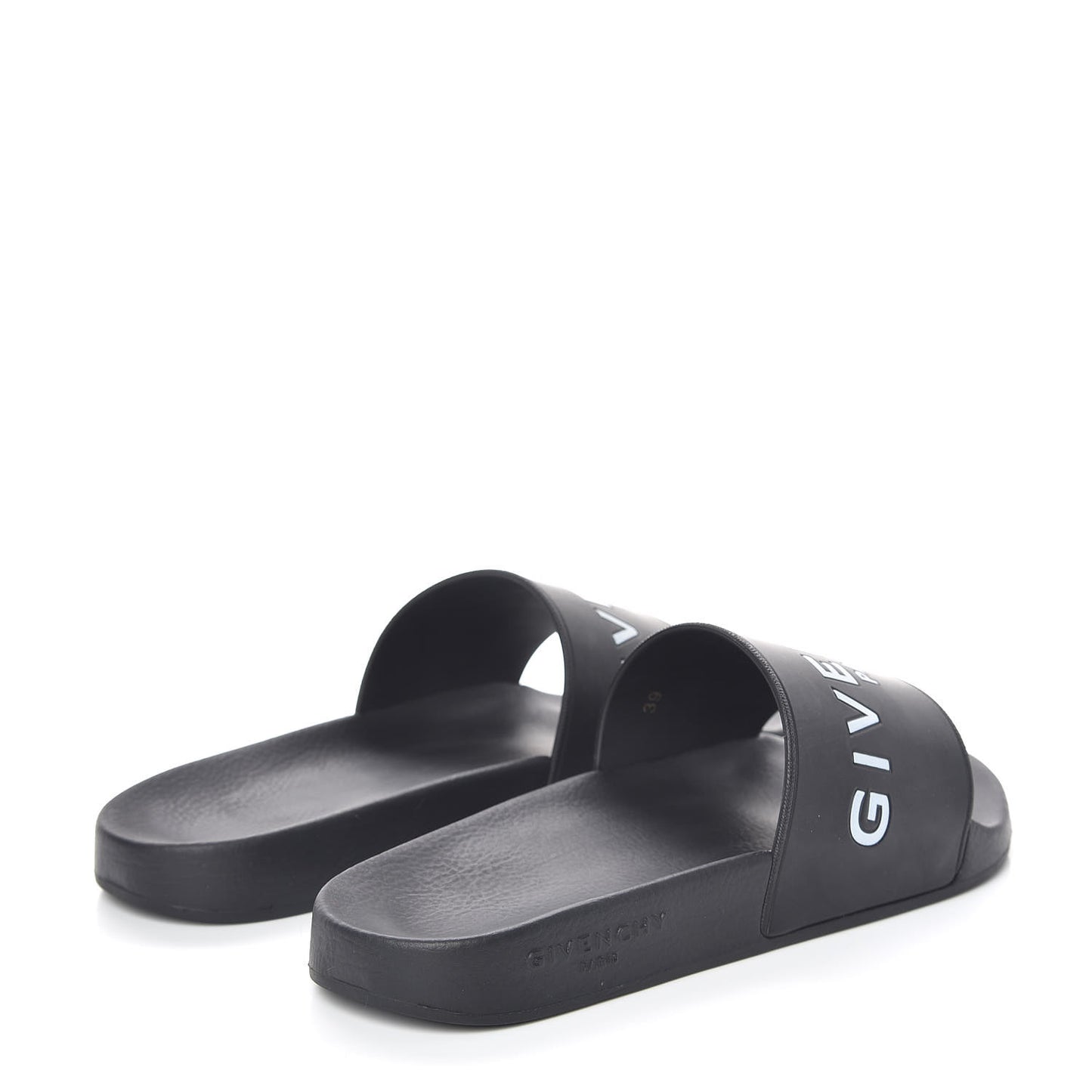 Rubber Logo Pool Slide Sandals 39 Black
