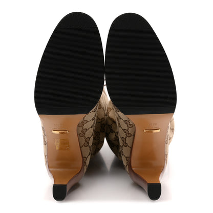 Gucci Monogram Over the Knee Boots 38.5 Beige Ebony 5 of 9
