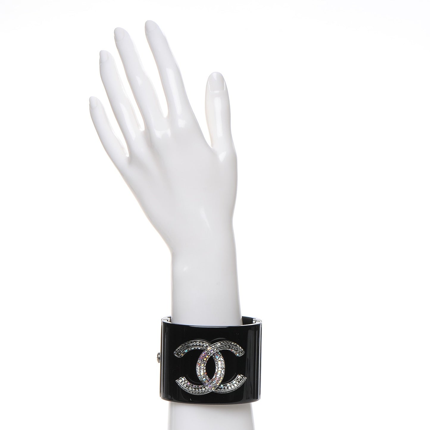 Resin Crystal Baguette CC Wide Cuff Black